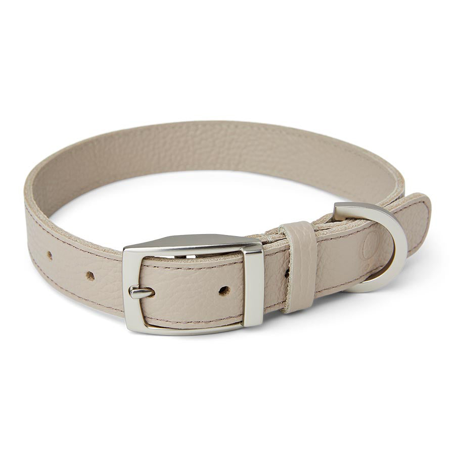Classic Faux Leather Dog Collar – Beige