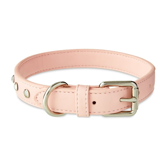 Rhinestone Faux Leather Dog Collar – Pink
